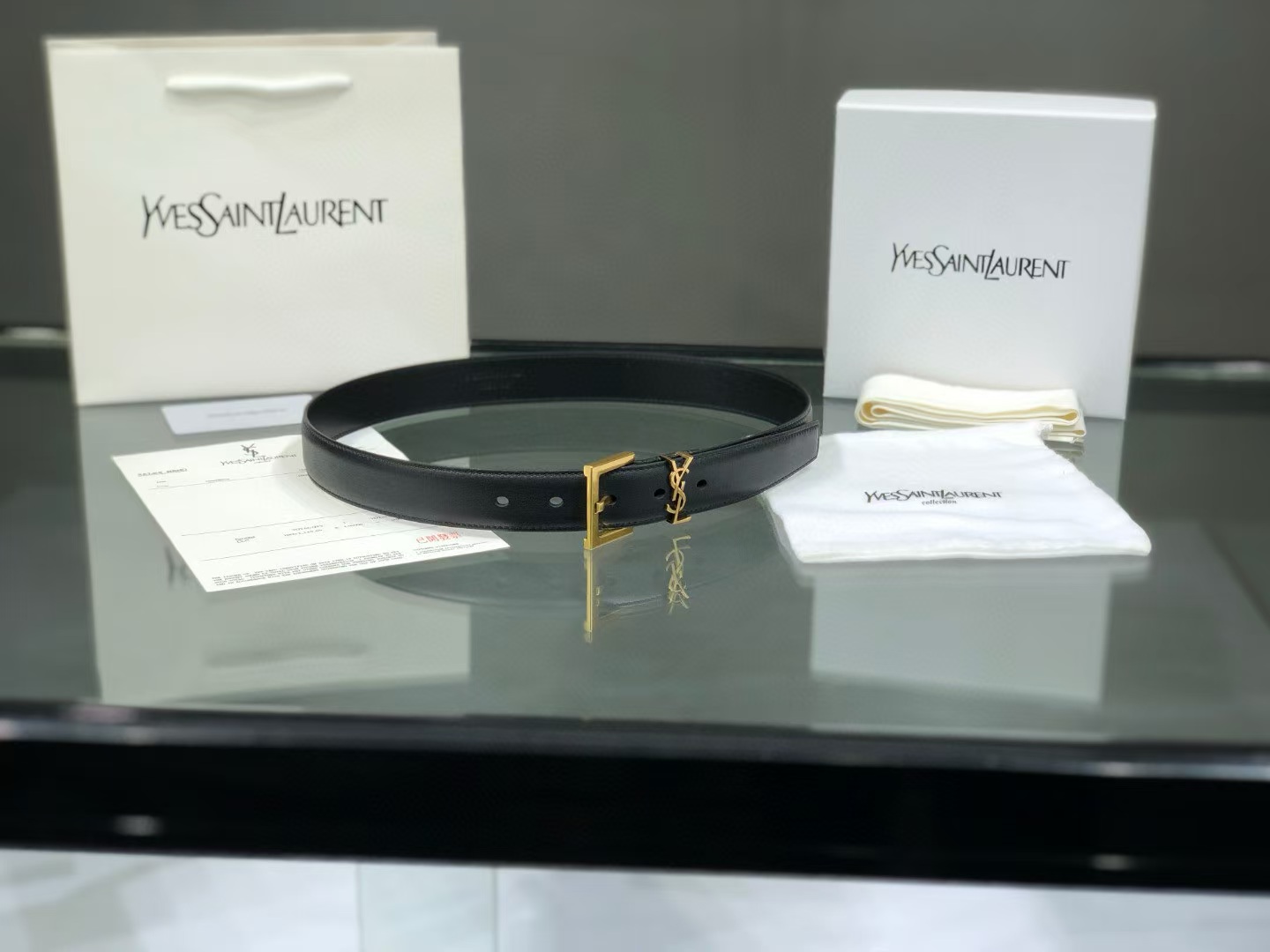 YSL Cassandre leather belt angle 2