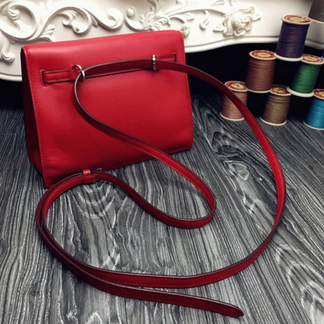 Red Swift Leather Fake Hermes Kelly Danse Chic Handbag angle 2