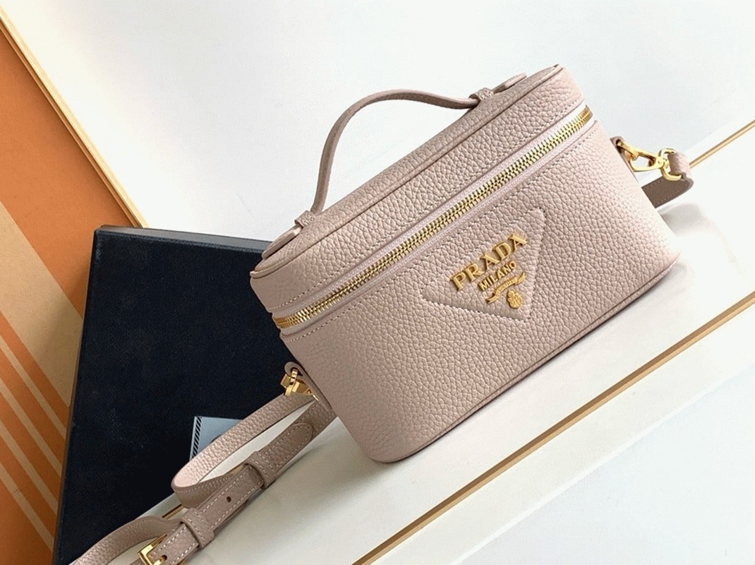 Prada Mini Vanity Bag Replica in Light Pink angle 2