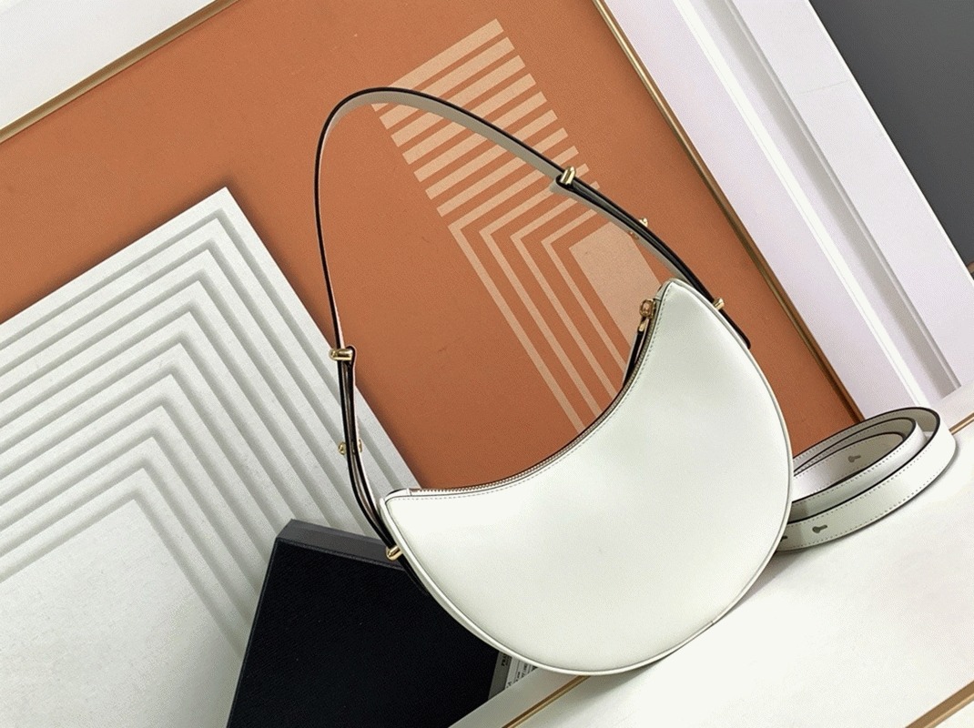 White Prada Arque Shoulder Bag Knockoff angle 5