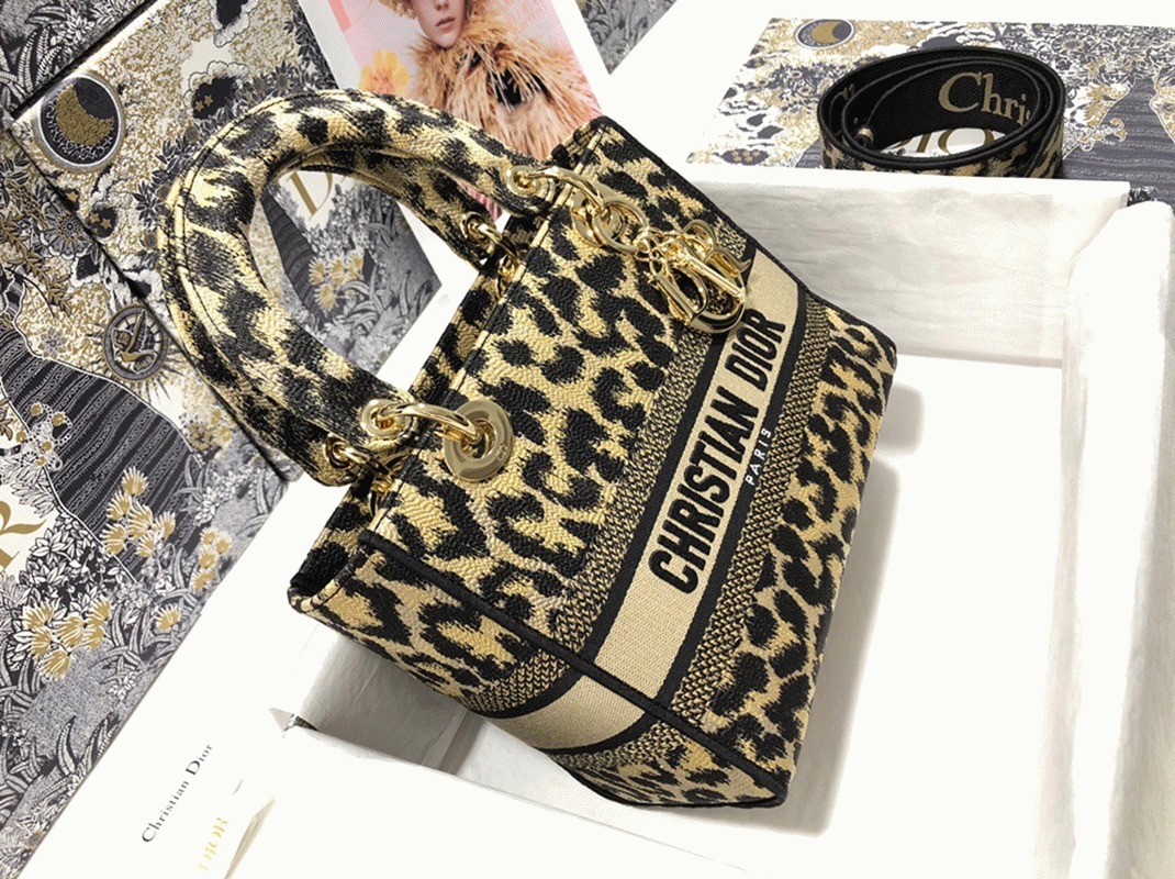 Dior Lady D-Lite Medium Bag Replica in Beige Multicolor Mizza Embroidery angle 5