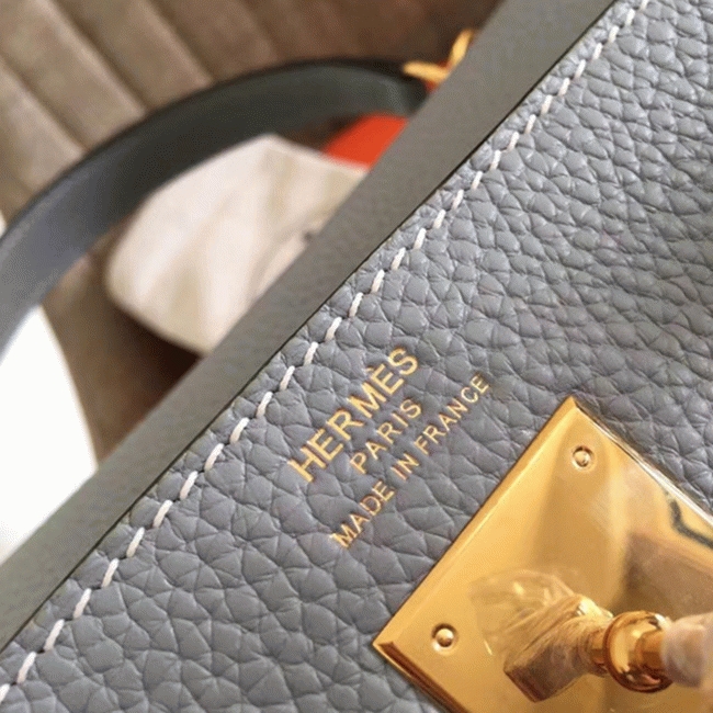 Blue Lin Clemence Fake Hermes Kelly Retourne 32cm Soft Handbag angle 3
