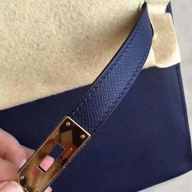 Sapphire Epsom Fake AAA Hermes Kelly 32cm Sellier Handbag angle 4