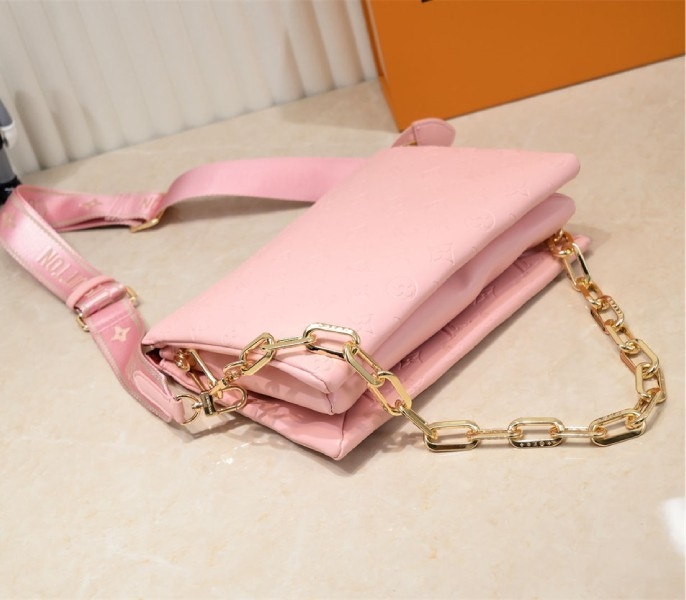Louis Vuitton Coussin PM Bag In Light Pink With Jacquard Strap angle 4