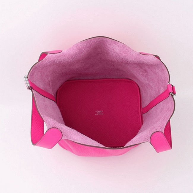 Rose red fake Hermes Picotin Lock handbag angle 5