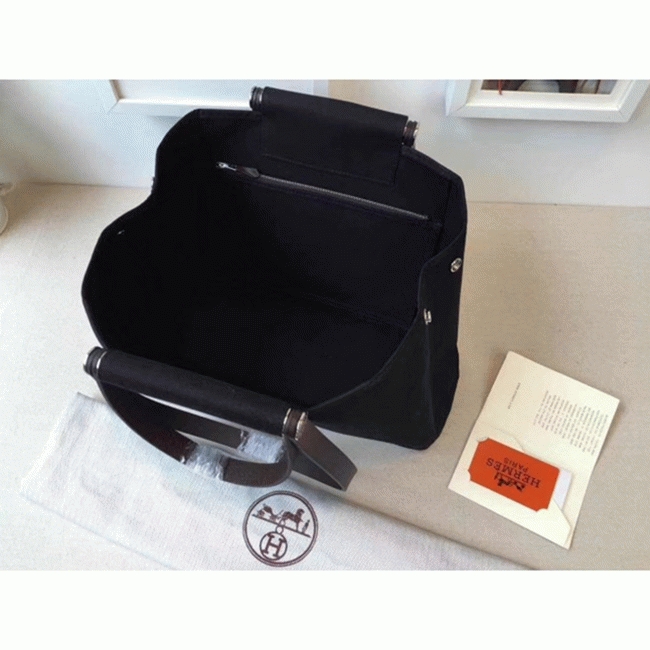 Black Canvas Fake Luxury Hermes Cabag Elan Stylish Tote angle 3