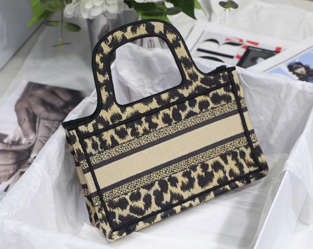 Dior Mini Book Tote Bag Knockoff in Beige Multicolor Mizza Embroidery angle 5