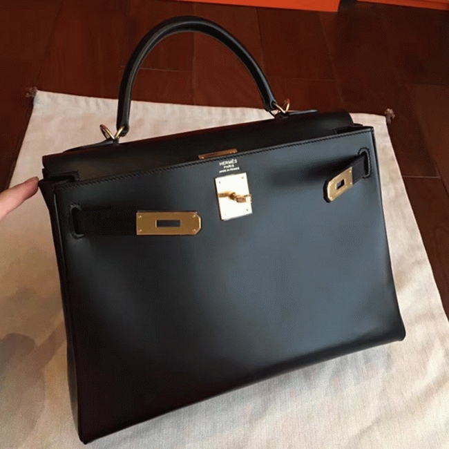 Black Box Replica Hermes Kelly Retourne 32cm Sophisticated Handbag angle 2