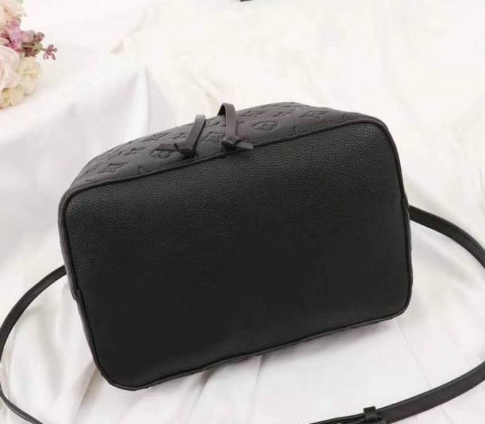 Louis Vuitton Monogram Empreinte NeoNoe MM Bag In Black angle 5