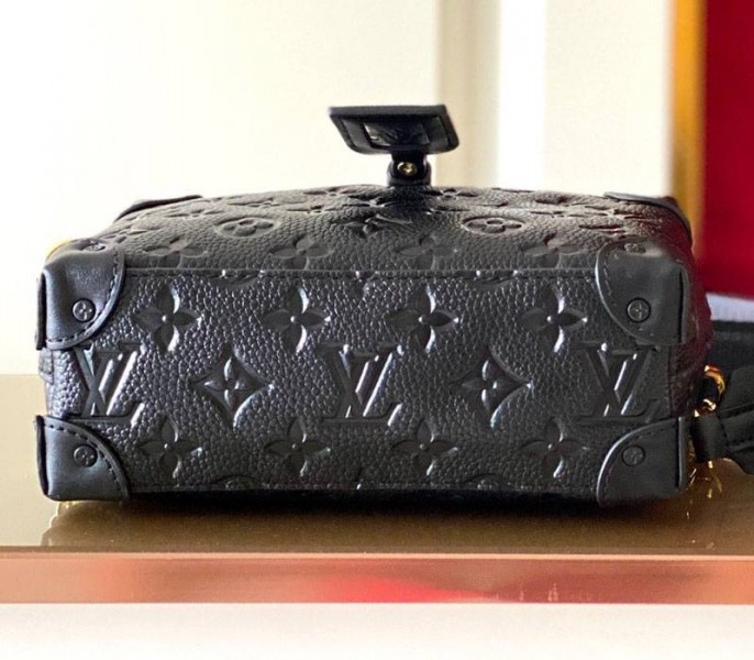 Louis Vuitton Monogram Empreinte Petite Malle Souple Handbag In Black angle 4