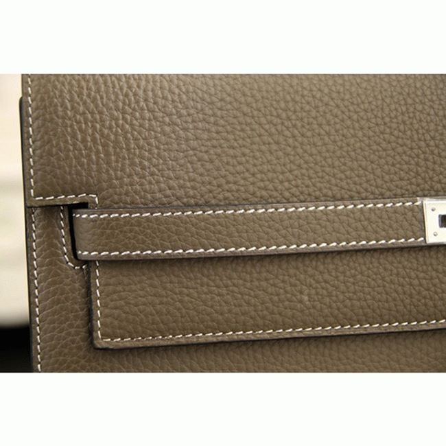 Grey Calf Leather Fake Hermes Kelly Depeche 38cm Briefcase Elegant Bag angle 4