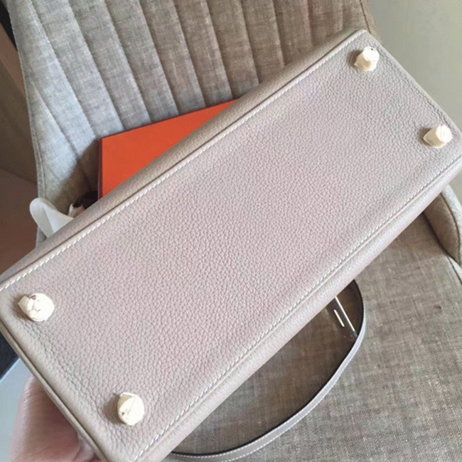 Grey Clemence Replica Designer Hermes Kelly Retourne 28cm Elegant Tote angle 2