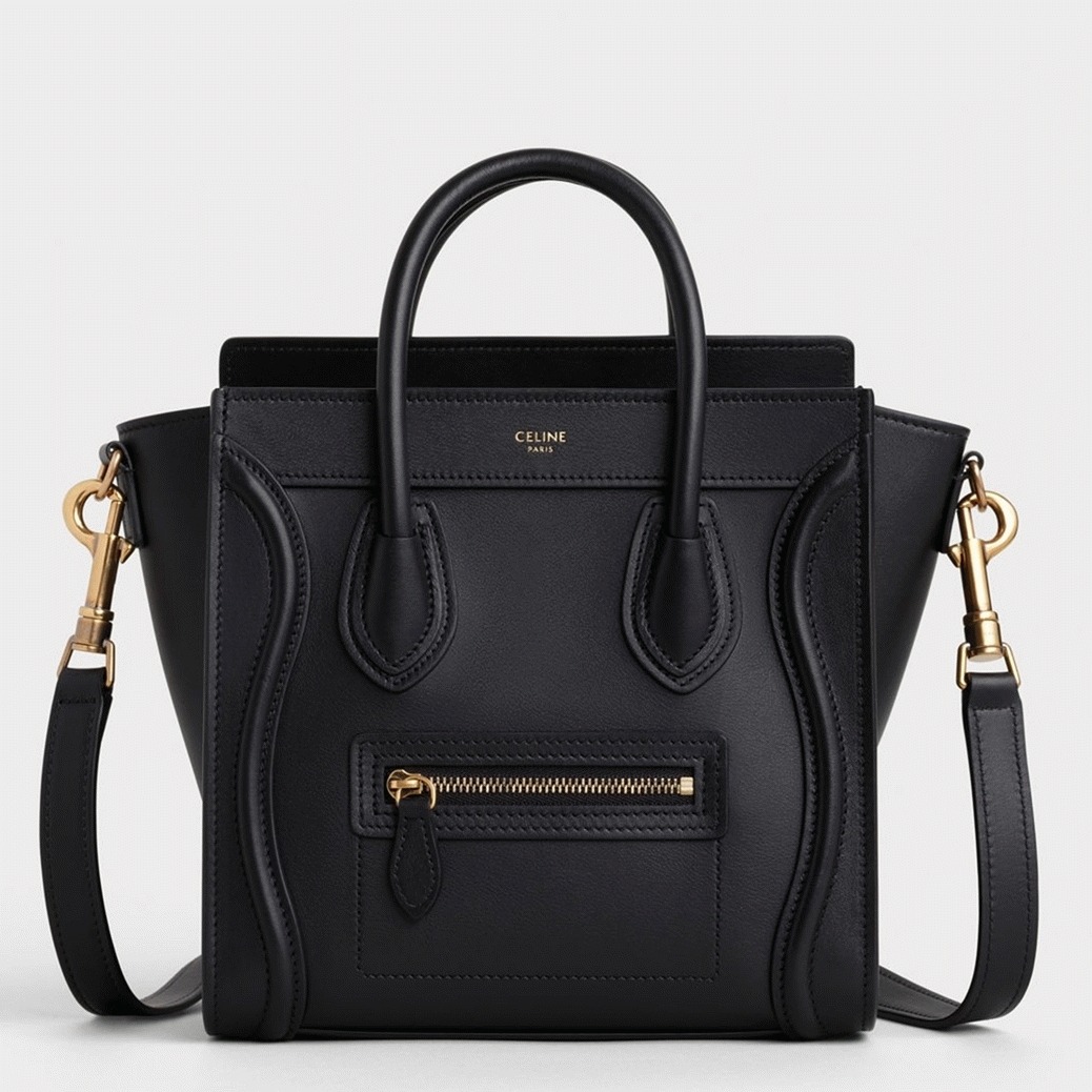 Celine Nano Luggage Tote Bag Replica in Black