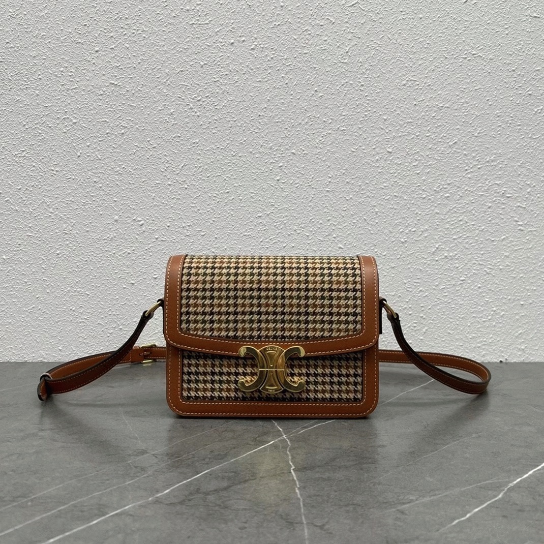 Top Quality Celine Triomphe Teen Bag In Tweed angle 3