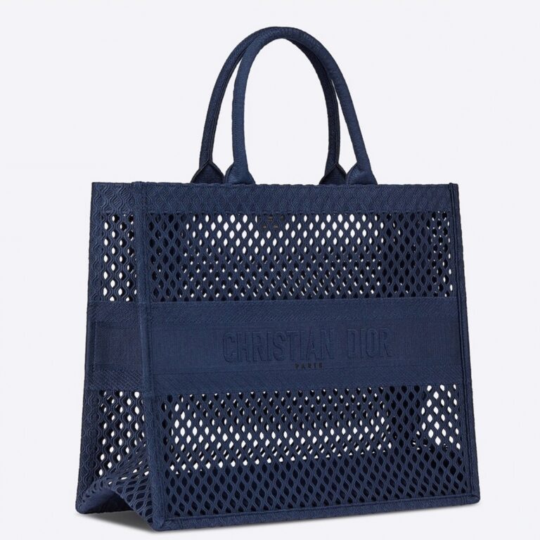 Dior Large Book Tote Bag Replica in Blue Mesh Embroidery