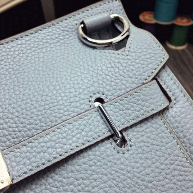 Blue lin fake designer Hermes Jypsiere 31cm handbag angle 4