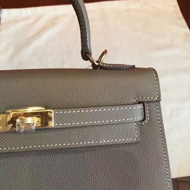 Etoupe Epsom Knockoff Hermes Kelly Sellier 28cm Elegant Classic Purse angle 4