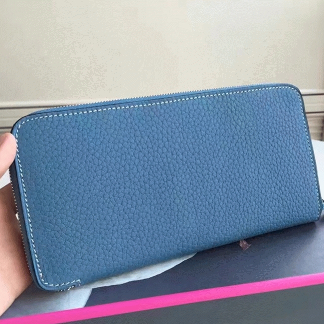 Blue Jean Fake Designer Hermes Wallet Azap Zipped angle 3