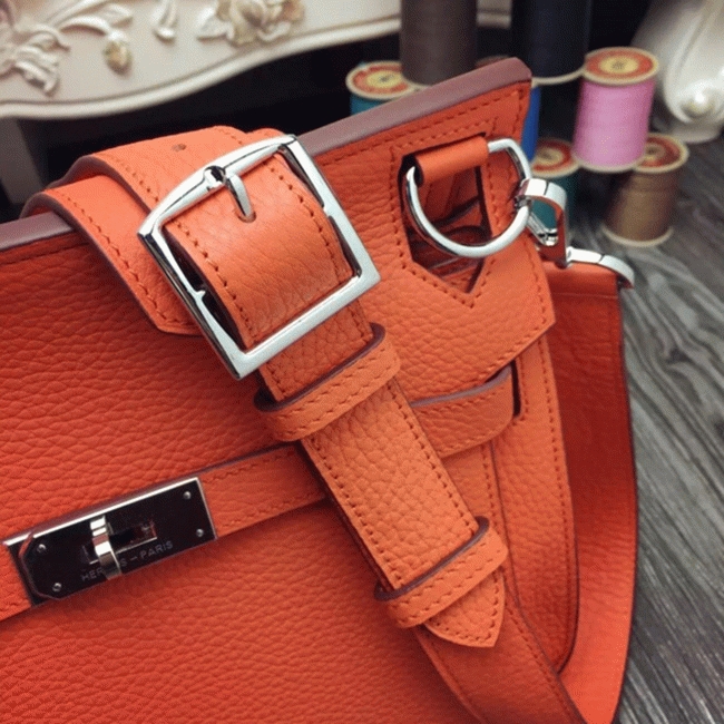 Orange replica Hermes Jypsiere 31cm handbag angle 3