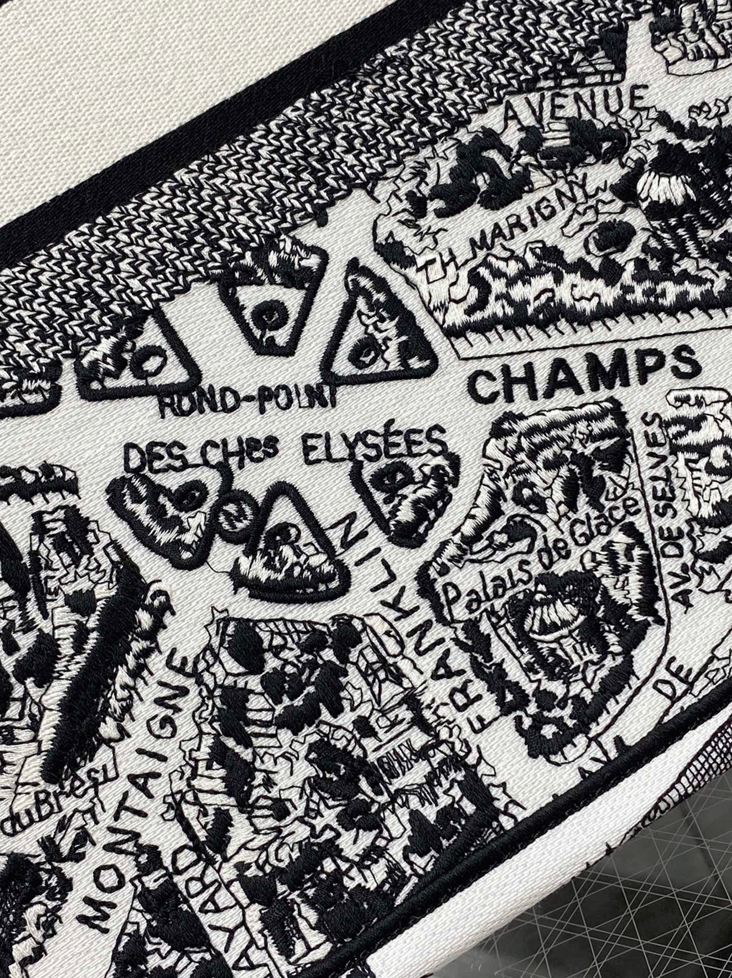 Dior Large Book Tote Bag Knockoff in White Plan de Paris Embroidery angle 2