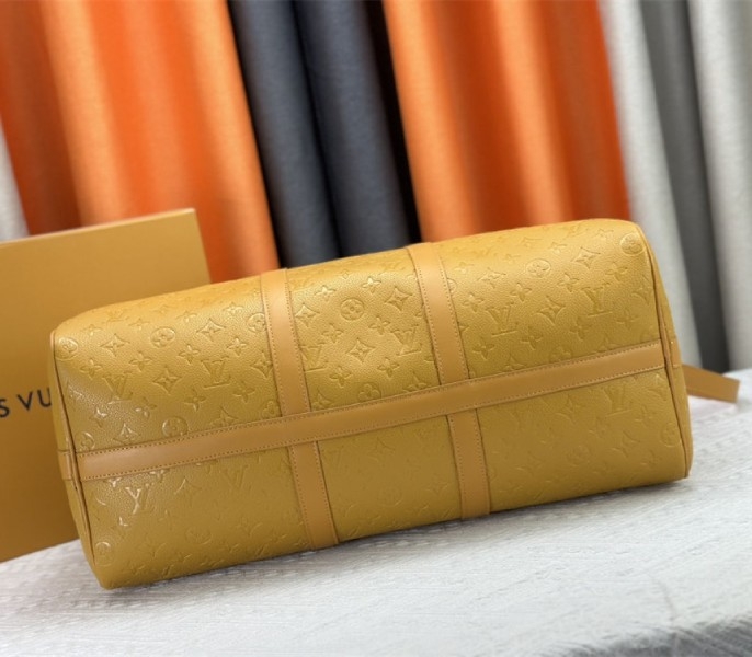 Louis Vuitton Taurillon Leather Keepall Bandouliere 50 In Safran Yellow angle 5