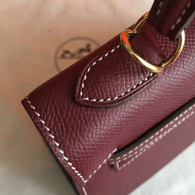 Bordeaux Epsom Imitation Hermes Kelly 25cm Elegant Purse angle 5