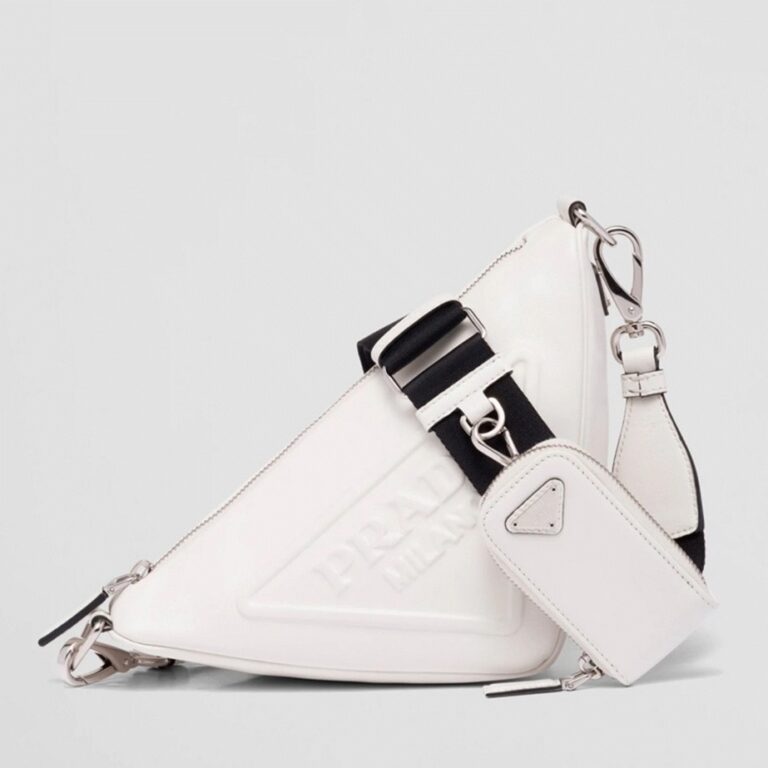 Prada Triangle Shoulder Bag Fake in White