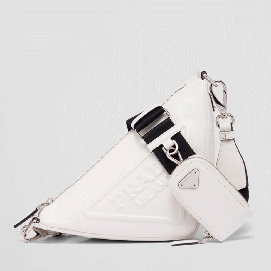 Prada Triangle Shoulder Bag Fake in White