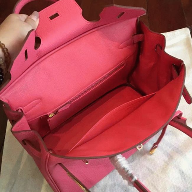 Rose Lipstick Colored Hermes Birkin 25cm Copy Bag angle 5