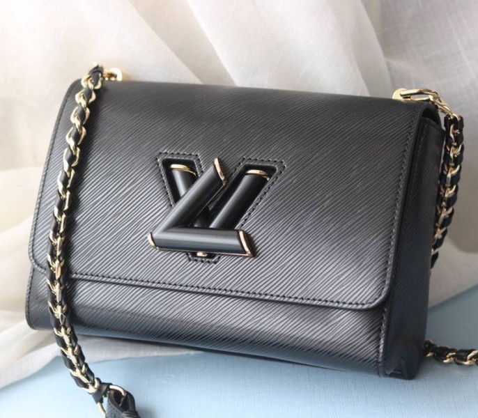 Louis Vuitton Epi Leather Twist MM Bag In Black angle 3