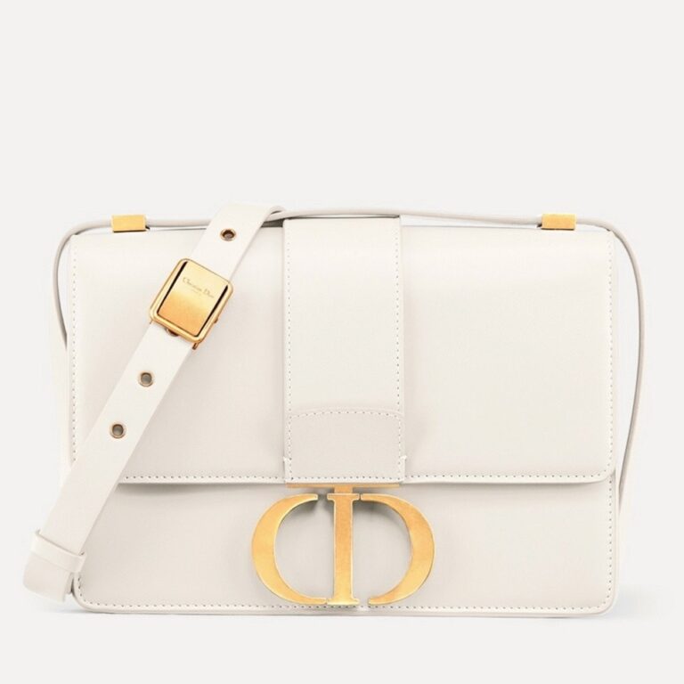 Dior 30 Montaigne Medium Bag Fake in White Box Calfskin