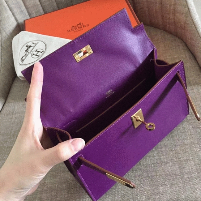 Cyclamen Swift Fake Hermes Kelly Pochette Feminine Clutch angle 3