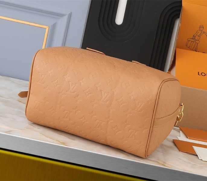 Louis Vuitton Monogram Empreinte Speedy Soft 30 Handbag In Arizona Beige angle 3