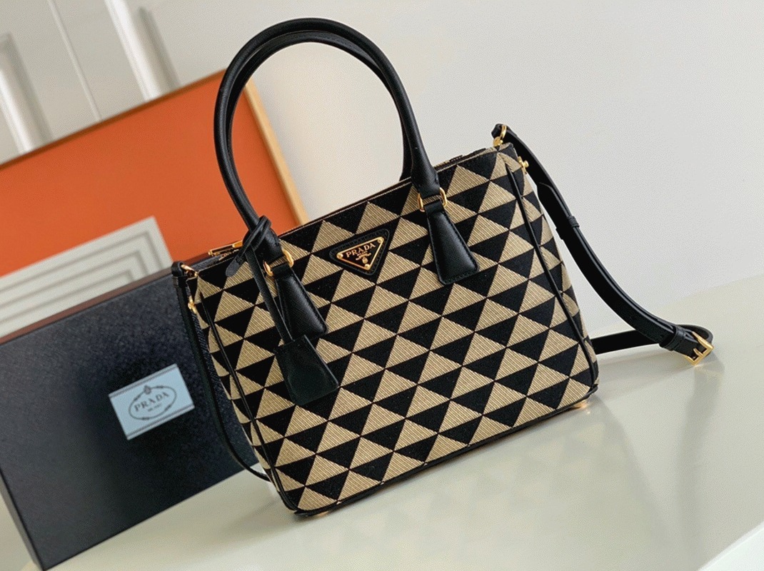 Prada Galleria Small Bag Replica in Jacquard Fabric angle 4