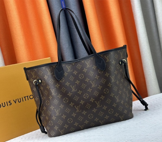 Louis Vuitton Neverfull Bandouliere Inside Out MM Tote In Monogram Canvas And Black Leather angle 2