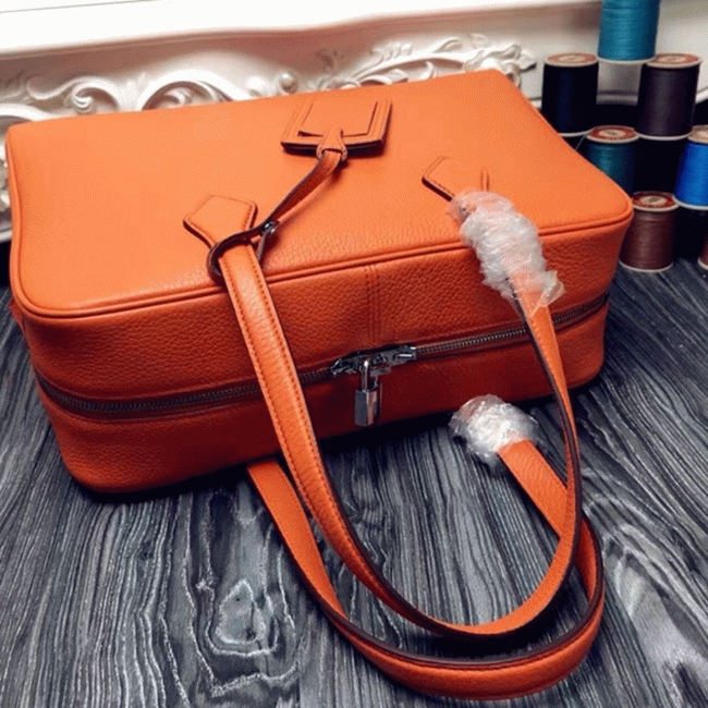 Orange Fake Hermes Victoria II 35cm Bag angle 2