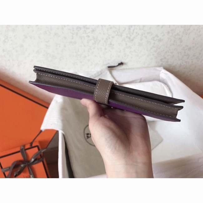 Ultraviolet Taupe Knockoff Hermes Bearn Wallet angle 4