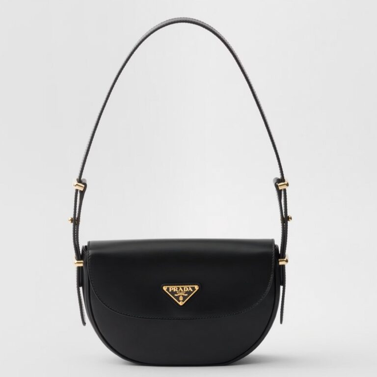 Prada Arque Shoulder Bag with Flap Replica in Black