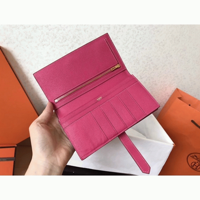 Peach Epsom Copy Luxury Hermes Bearn Wallet angle 3