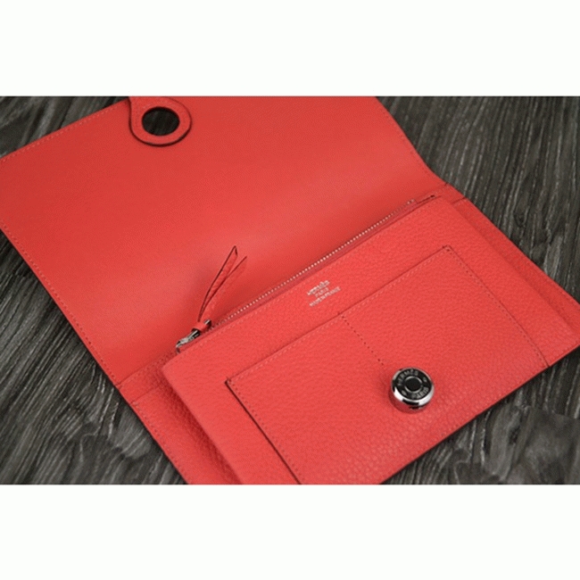 Rose lipstick copy Hermes Dogon combine wallet angle 5