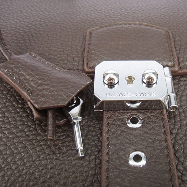 Chocolate Calf Leather Knockoff Hermes Sac A Depeches 38cm Office Bag angle 4