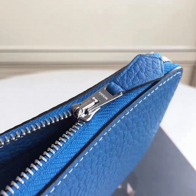 Blue Best Replica Hermes Wallet Azap Zipped angle 4