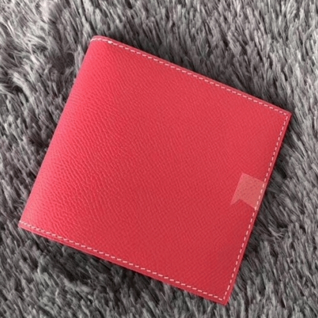 Rose red top fake Hermes Copernic compact wallet