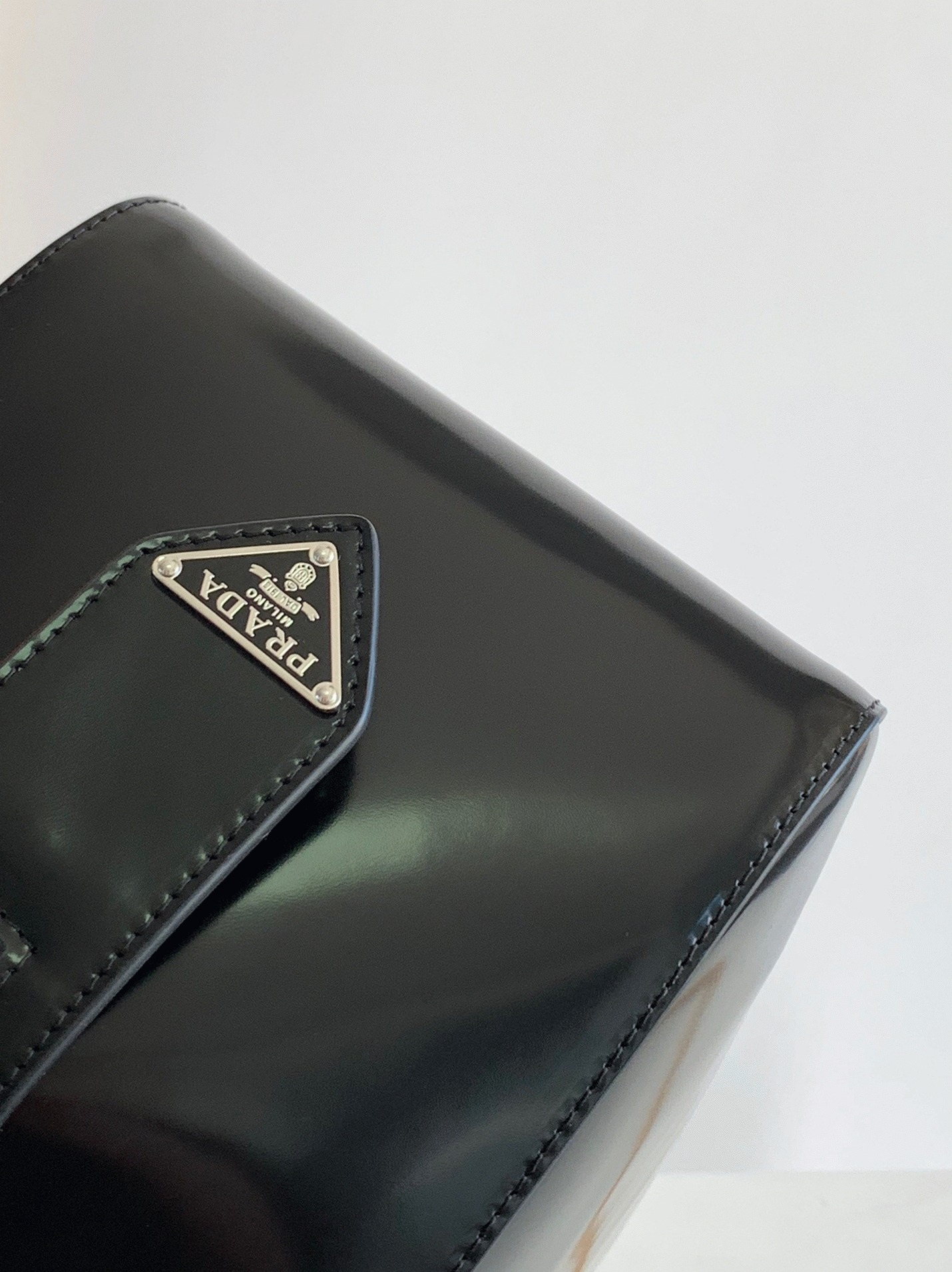 Prada Supernova Small Top Handle Bag Replica in Black Brushed angle 5