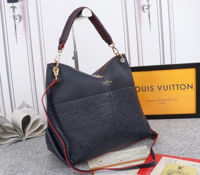 Louis Vuitton Monogram Empreinte Leather Maida Hobo In Navy Blue angle 2