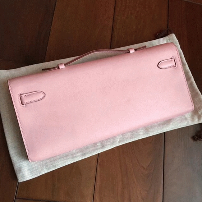 Rose Dragee Swift Knockoff Hermes Kelly Cut Clutch Soft Pastel Bag angle 3