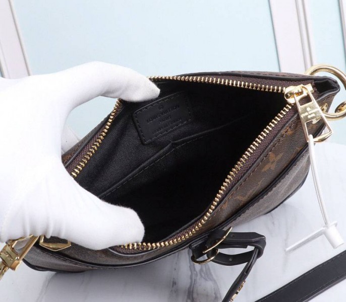 Louis Vuitton Monogram Canvas Odeon PM Bag In Black angle 3