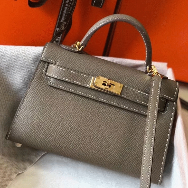 Hermes Kelly Mini II Bag Replica in Taupe Grey