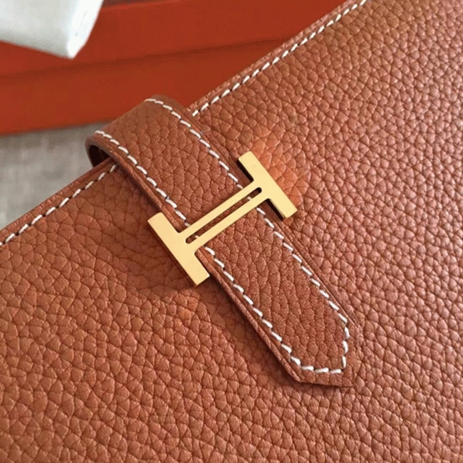 Brown Knockoff Designer Hermes Bearn Wallet angle 4