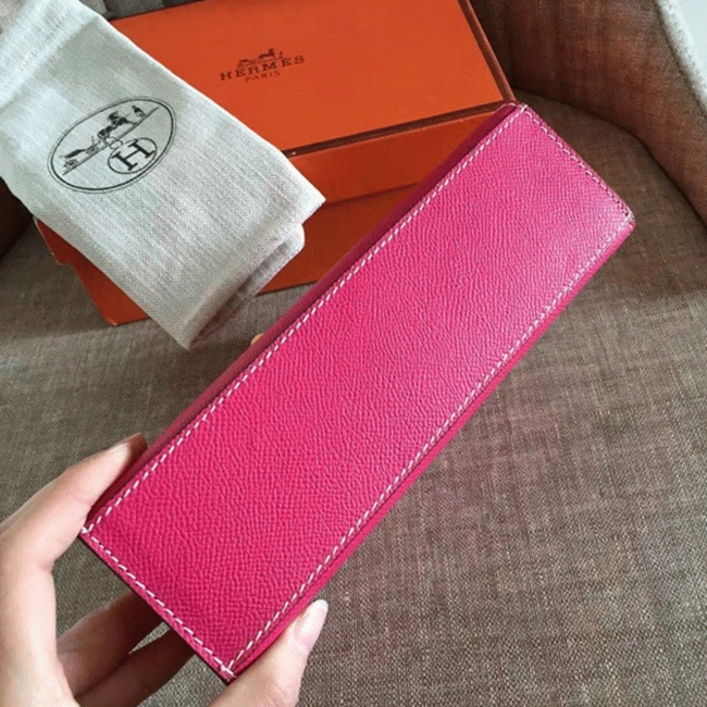 Rose Red Epsom Knockoff Hermes Kelly Pochette Chic Mini Bag angle 2